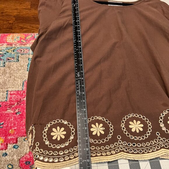MAIN STREET BLUES Brown & Tan Embroidered Tunic Blouse (Size 2X) - Picture 9 of 9
